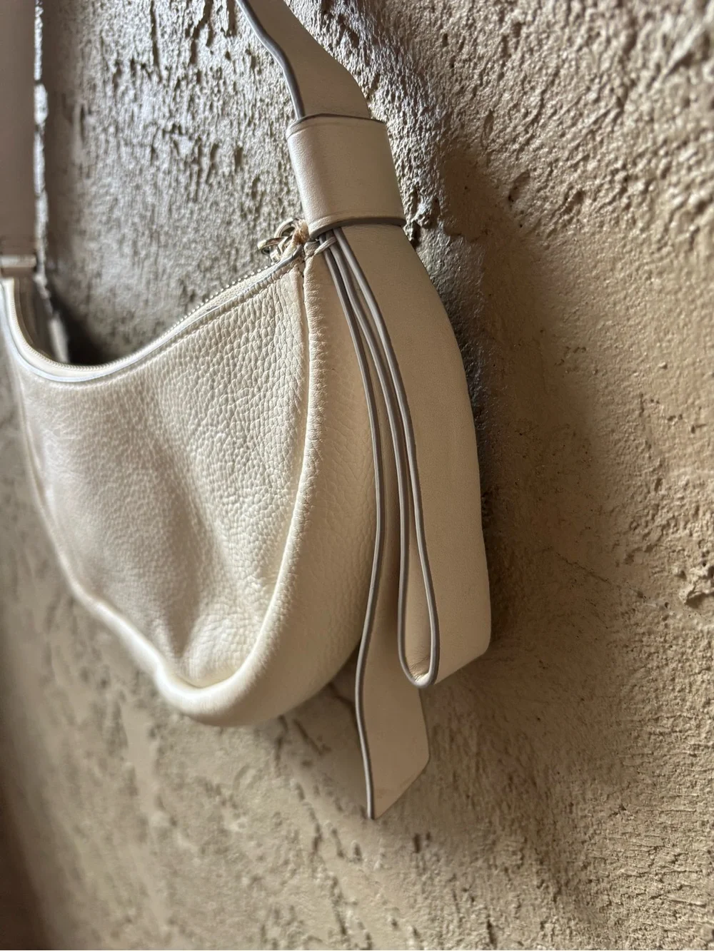 kate spade Cream Pebbled Leather Crescent Shoulder Bag